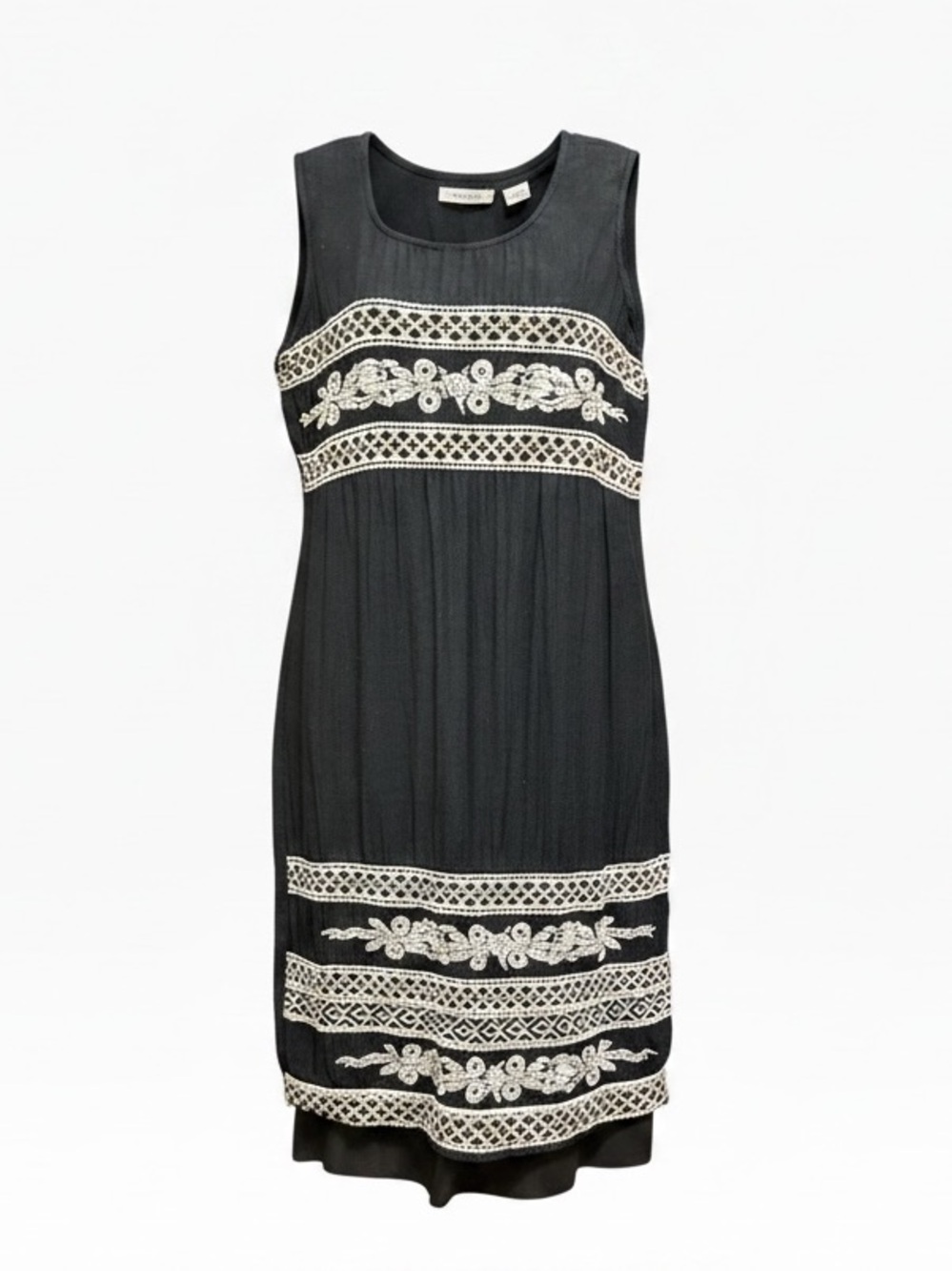 Vintage Dark Blue/Black Heavily Embroidered Midi Dress Size S